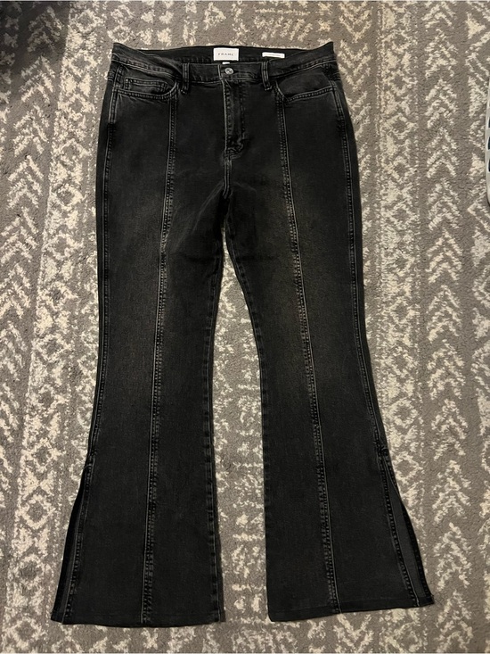 Frame Denim Denim - Frame le High Flare Denim Black Flare Jeans with Front Seam Detail sz 31 (L120)
